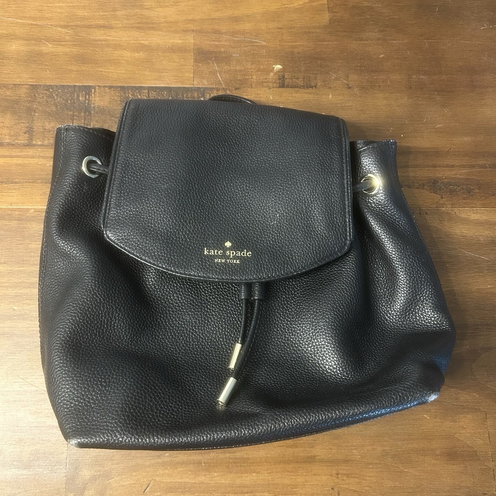 KATE SPADE Mulberry Street Breezy Black Pebbled Leather Backpack Purse‎ Sinch